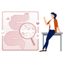 پیش‌نمایش فایل girl-sitting-on-table-showing-bacteria-14360370 از پک کولون و روده بزرگ