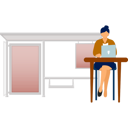 پیش‌نمایش فایل girl-sitting-chair-working-laptop-14360314 از پک تابلوهای تبلیغاتی
