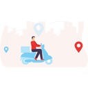 پیش‌نمایش فایل food-delivery-scooter-arriving-at-the-delivery-pin-4397940 از پک خدمات تحویل