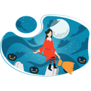 پیش‌نمایش فایل witch-riding-broomstick-4424661 از پک هالووین