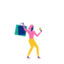 پیش‌نمایش فایل woohoo-shopping-character-lady-holding-credit-card-and-shoping-bags-1829946 از پک وهو، خرید و کاراکترها