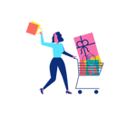 پیش‌نمایش فایل woohoo-shopping-character-with-gifts-and-presents-in-shopping-cart-1829947 از پک وهو، خرید و کاراکترها