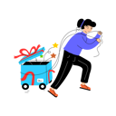 پیش‌نمایش فایل girl-getting-gift-hamper-12152207 از پک خرید و تجارت الکترونیک