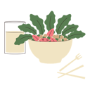 پیش‌نمایش فایل a-bowl-of-salad-and-a-glass-of-water-11011559 از پک صبحانه