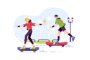 پیش‌نمایش فایل school-girl-and-boy-skateboarding-at-street-5520932 از پک فعالیت‌های ورزشی
