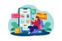 پیش‌نمایش فایل girl-doing-online-shopping-by-smartphone-5629757 از پک فروش اینترنتی و خرید