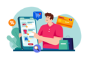 پیش‌نمایش فایل man-buying-goods-via-the-internet-app-5629752 از پک فروش اینترنتی و خرید