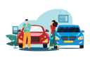 پیش‌نمایش فایل buyer-choosing-automobile-in-store-5727214 از پک نمایشگاه خودرو