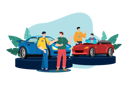 پیش‌نمایش فایل car-dealer-showing-car-to-customers-5727213 از پک نمایشگاه خودرو