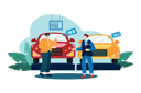 پیش‌نمایش فایل car-showroom-manager-dealing-with-car-5727211 از پک نمایشگاه خودرو