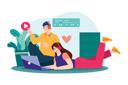 پیش‌نمایش فایل couple-listening-podcast-show-6024672 از پک پادکست زنده