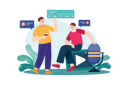 پیش‌نمایش فایل friends-talking-while-having-the-podcast-6024682 از پک پادکست زنده