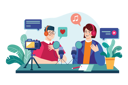 پیش‌نمایش فایل man-and-woman-recording-a-podcast-conversation-6024674 از پک پادکست زنده