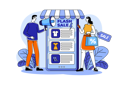 پیش‌نمایش فایل marketing-man-announcing-online-flash-sale-6840054 از پک خرید آنلاین
