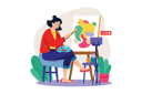 پیش‌نمایش فایل female-blogger-draws-a-picture-on-canvas-7131131 از پک پخش ویدیویی