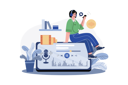 پیش‌نمایش فایل a-girl-listening-podcast-audio-7345159 از پک پادکست زنده
