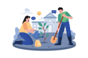 پیش‌نمایش فایل a-couple-is-planting-and-taking-care-of-trees-in-the-schoolyard-7390796 از پک حفاظت از محیط‌زیست