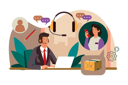 پیش‌نمایش فایل businessman-wearing-headset-talking-to-a-caller-in-customer-services-center-7477874 از پک پشتیبانی مشتریان