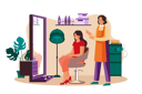پیش‌نمایش فایل hairstylist-and-female-customer-talking-in-hair-salon-7477875 از پک پشتیبانی مشتریان