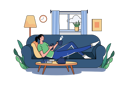 پیش‌نمایش فایل girl-heaving-coffee-and-relaxing-on-the-sofa-7821091 از پک مردم در قرنطینه