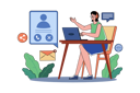 پیش‌نمایش فایل online-woman-assistant-with-headphones-8091940 از پک فعالیت‌های تجاری