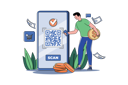 پیش‌نمایش فایل young-man-pay-shopping-bill-using-qr-code-scan-8123074 از پک خرید آنلاین