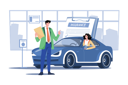 پیش‌نمایش فایل beautiful-young-woman-in-car-is-talking-to-car-insurance-salesman-9663393 از پک نمایشگاه خودرو