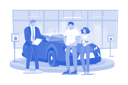 پیش‌نمایش فایل salesman-talking-to-a-young-couple-at-the-dealership-showroom-10364310 از پک نمایشگاه خودرو