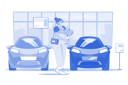 پیش‌نمایش فایل woman-with-flowers-in-car-showroom-10364312 از پک نمایشگاه خودرو