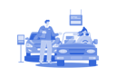 پیش‌نمایش فایل young-woman-testing-a-car-in-a-car-showroom-10406593 از پک نمایشگاه خودرو