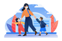 پیش‌نمایش فایل mom-and-children-with-mask-walking-on-street-2644834 از پک عادی جدید