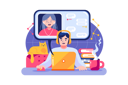 پیش‌نمایش فایل boy-and-a-girl-having-online-meeting-by-their-laptop-2645654 از پک تماس ویدیویی