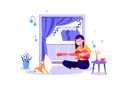 پیش‌نمایش فایل girl-playing-guitar-at-home-and-having-fun-4519513 از پک در خانه بمانیم